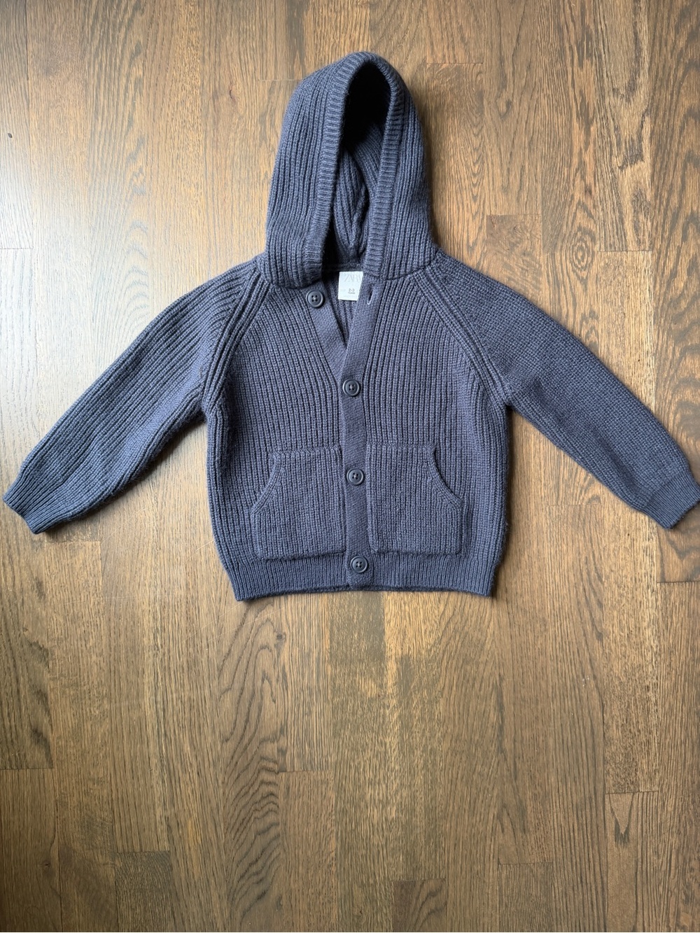 Zara Kids Hooded Button Cardigan - Navy Blue
